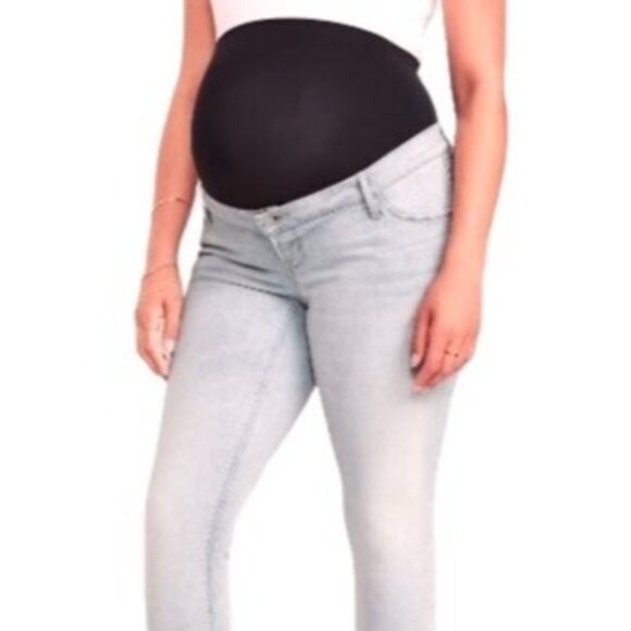 (5 for $25)Maternity Full-Panel Rockstar Super Skinny Jeans in Light Wash - Picture 1 of 4